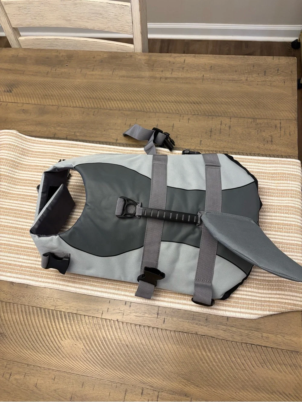 Gray Dog Life Jacket with Adjustable Straps